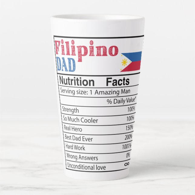 Filipino Vater Ernährung Fakten Vatertag Geschenk  Milchtasse (Vorderseite)