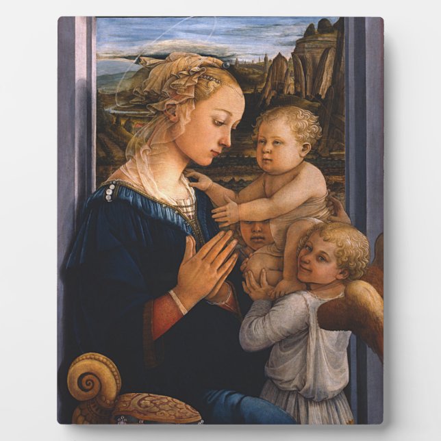 Filippo Lippi - Madonna und Kind mit zwei Engeln Fotoplatte (Vorderseite)