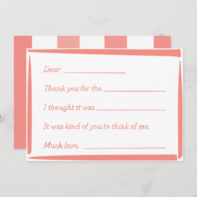 Fill-In-The-Blank "Handwritten" Thank You Notes Mitteilungskarte (Vorne/Hinten)