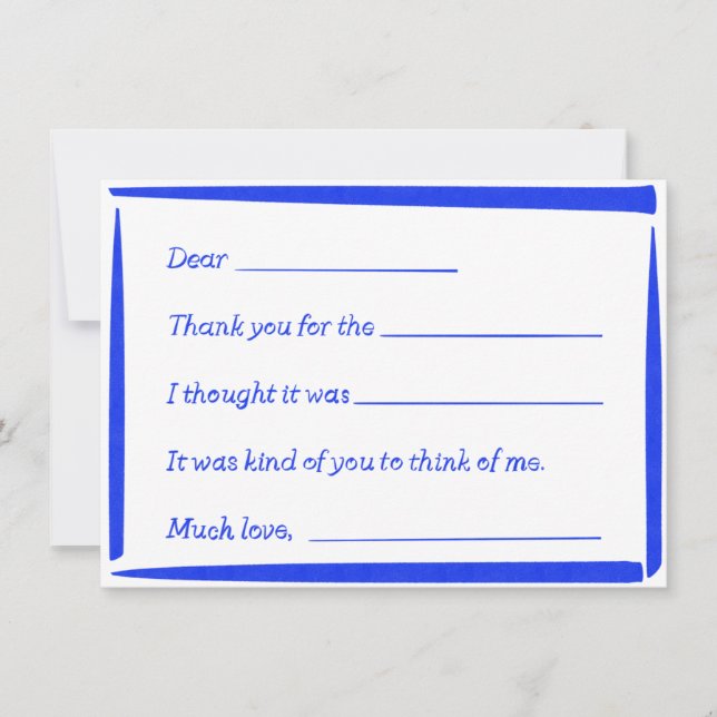 Fill-In-The-Blank "Handwritten" Thank You Notes Mitteilungskarte (Vorderseite)