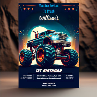 Fill Kids Boy Cars Cool Monster Truck 1. Geburtsta Einladung