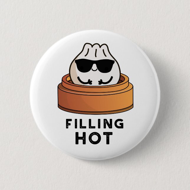 Filling Hot Funny Dumpling Pun Button (Vorderseite)