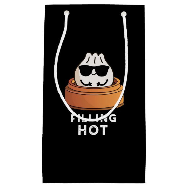 Filling Hot Funny Dumpling Pun Dark BG Kleine Geschenktüte (Vorderseite)