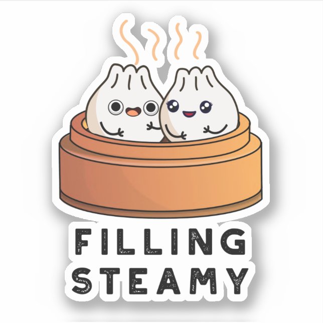 Filling Steamy Funny Dimsum Bao Pun Aufkleber (Vorderseite)