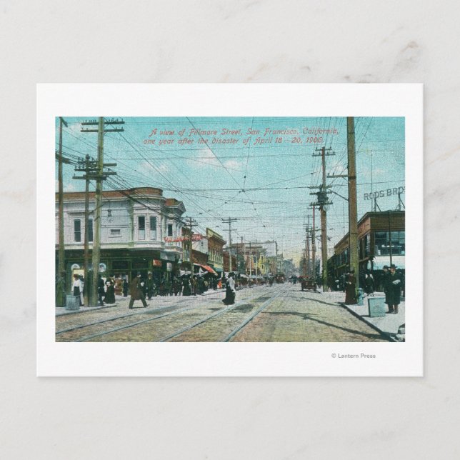 Fillmore Street View 1 Jahr nach Feuer 1906 Postkarte (Vorderseite)
