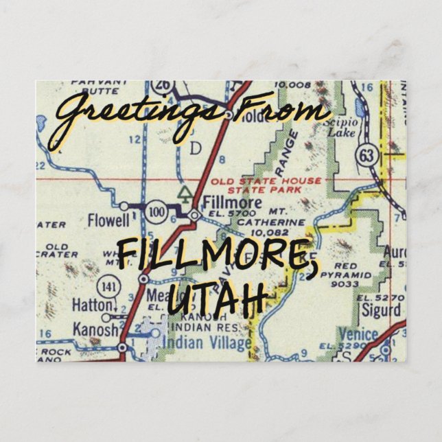 Fillmore Utah Vintag Postkarte (Vorderseite)