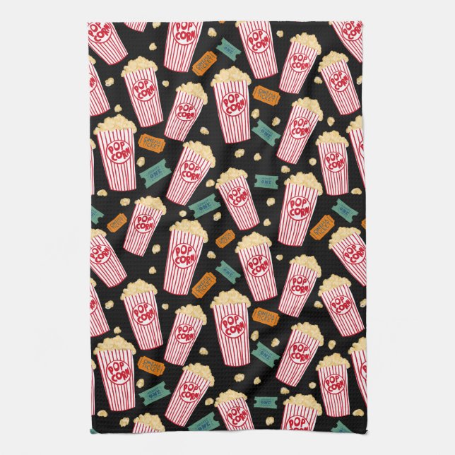 Film Buffs Popcorn und Filmnacht Geschirrtuch (Vertikal)
