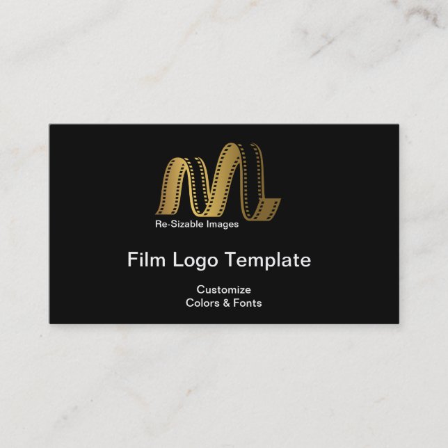 Film Business Card Design Metallic Gold Film Strip Visitenkarte (Vorderseite)