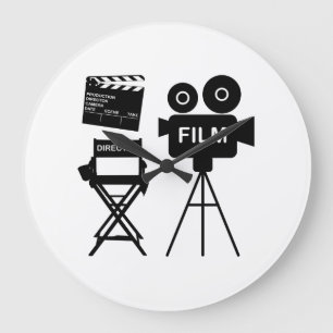 Film Crew Flap director Chair Gift for filmmaker Große Wanduhr