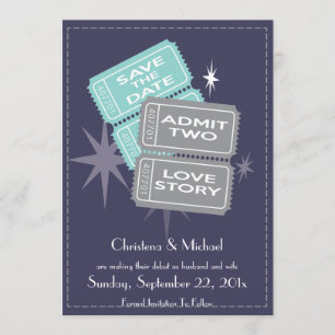 Film etikettiert Save the Date die Karte (blau)