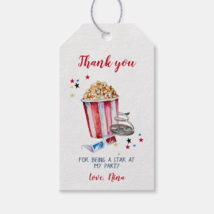 Film Geburtstag Danke Tags, Movie Favor Tags, Geschenkanhänger