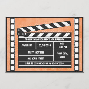 Film-Geburtstags-Party-Schindel-Orange Einladung