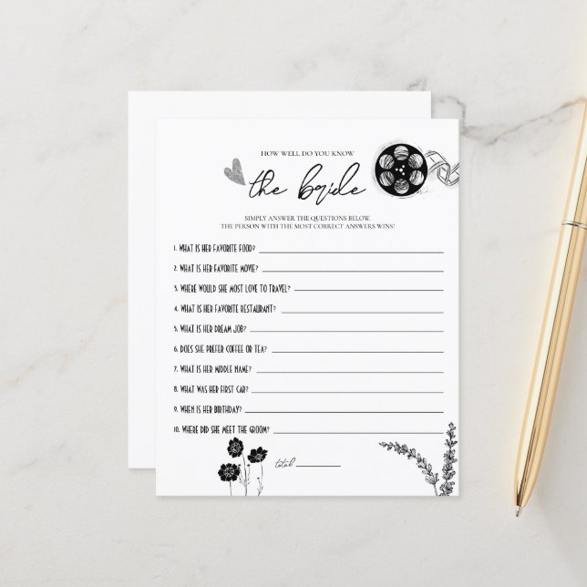 Film Noir - Wie gut kennen Sie das Bride-Spiel? (Vorderseite/Rückseite Beispiel)