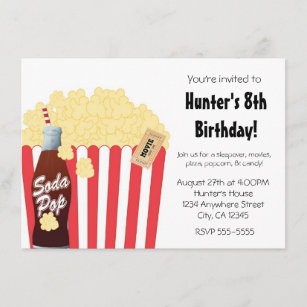 Film-Party-Ereignis-Popcorn u. Soda-Pop-Einladung Einladung