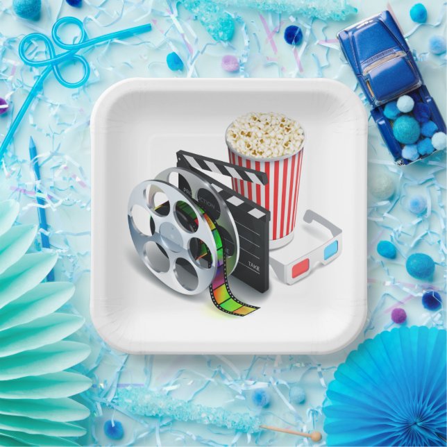 Film- & Popcorn-Partyplatten Pappteller (Party)
