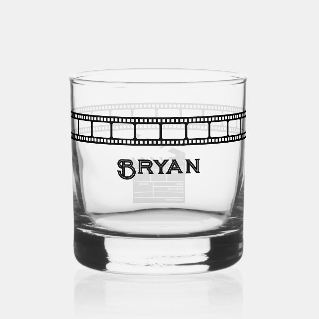 Film Reel Movie Director Cameraman Clapboard Whiskyglas (Vorderseite)