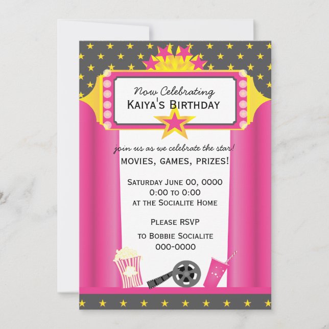 Film Star! Einladung (Vorderseite)