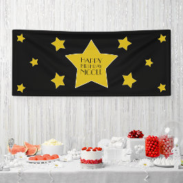 Film Star Geburtstag Black and Gold Stars Banner