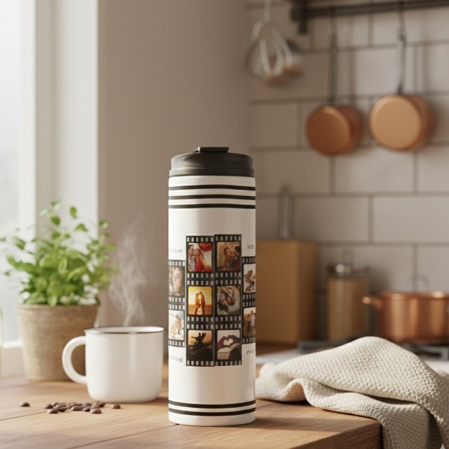 Film Strip Photo Collage Custom 26-Photo Memory Thermosbecher (Von Creator hochgeladen)