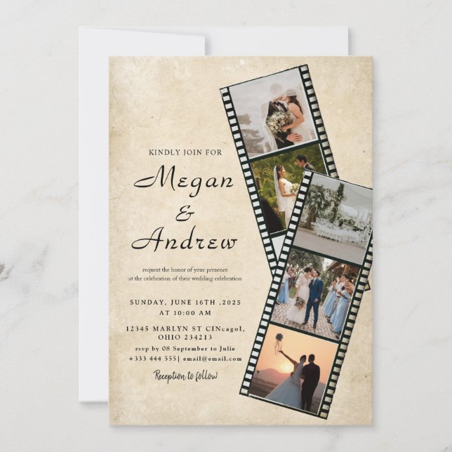 Film Strip Photo wedding Invitation (Vorderseite)
