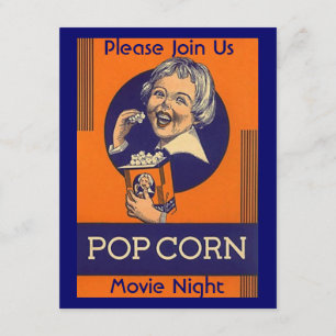 FILM-U. POPCORN-PARTY EINLADUNGS-ZUHAUSE-THEATER EINLADUNG