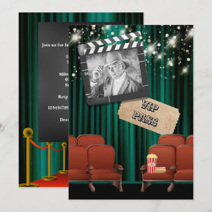 Film-VIP-Foto Lichter Kinovorführung Party aquamar Einladung