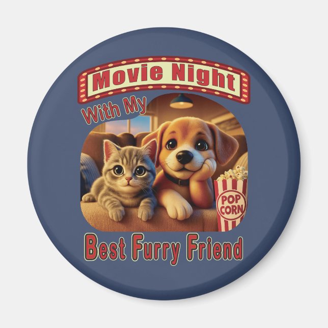 Filmabend - Beste Furry Friend - Niedliche Katze & Magnet (Vorne)