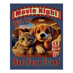 Filmabend - Beste Furry Friend - Niedliche Katze & Poster