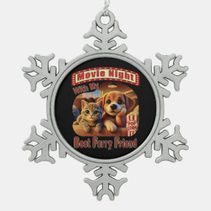Filmabend - Beste Furry Friend - Niedliche Katze & Schneeflocken Zinn-Ornament