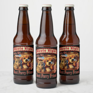 Filmabend - Bester pelziger Freund - Süße Katze & Bierflaschenetikett