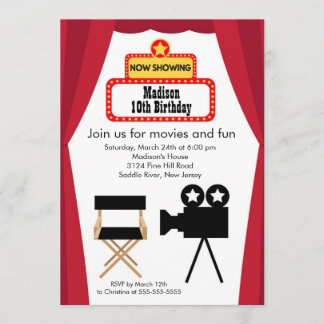 Filmabend Kindergeburtstag Party Einladung