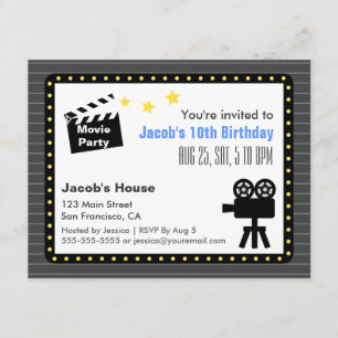 Filmabend Party, Geburtstagsparty Einladung