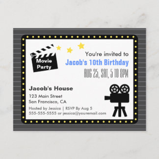 Filmabend Party, Geburtstagsparty Einladung