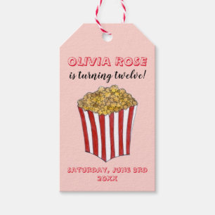 Filmabend Sleepover Popcorn Geburtstagsparty Geschenkanhänger
