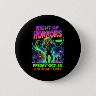 Filmcharter Beängstigend Movie Night Horrors 90er  Button