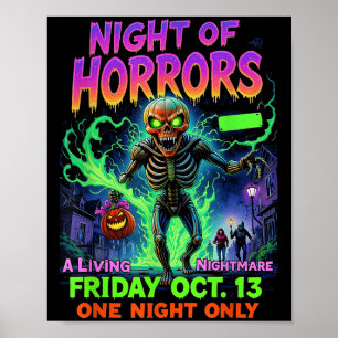 Filmcharter Beängstigend Movie Night Horrors 90er Poster