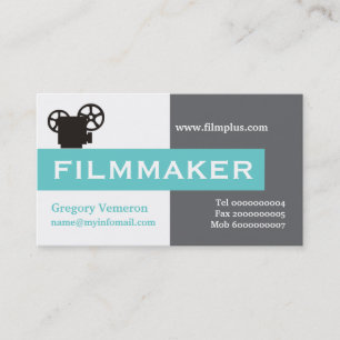 Filmemacher grau, weiß, aqua auffallend visitenkarte