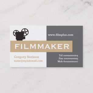 Filmemacher grau, weiß, braun auffallend visitenkarte