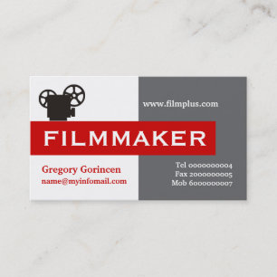 Filmemacher grau, weiß, rotes auffallendes visitenkarte