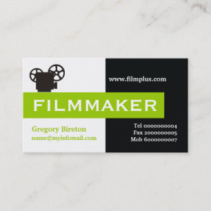 Filmemacher schwarz, weiß, limettengrün auffallend visitenkarte