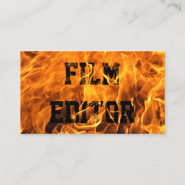 Filmemacherin Unique Flaming Fire Typografy Visitenkarte (Vorderseite)