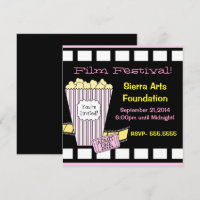 Filmfestival Gelb und Rosa Popcorn Filmstreifen