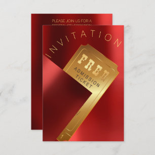 Filmfestival Ticket Metal Red Ruby Gold Einladung