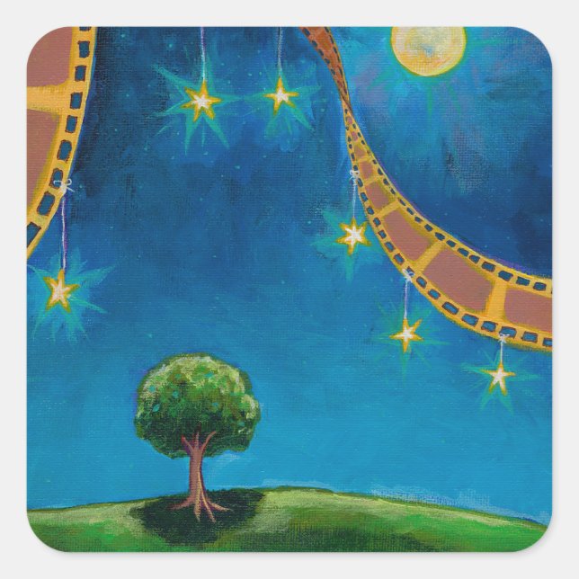 Filmfotografie Kunst Spaß Landschaftsmalerei Quadratischer Aufkleber (Vorderseite)