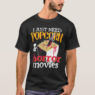 Filmfreak braucht Popcorn und Horror-Retro T-Shirt