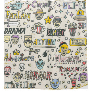 Filmgenres: Fernsehshows Doodle Set Duschvorhang