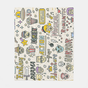 Filmgenres: Fernsehshows Doodle Set Fleecedecke