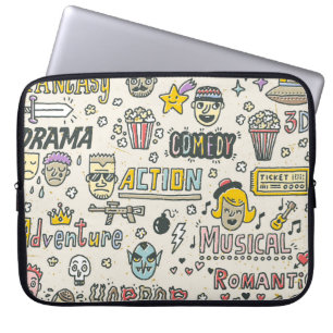 Filmgenres: Fernsehshows Doodle Set Laptopschutzhülle