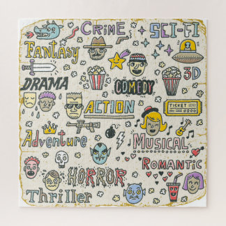 Filmgenres: Fernsehshows Doodle Set Puzzle
