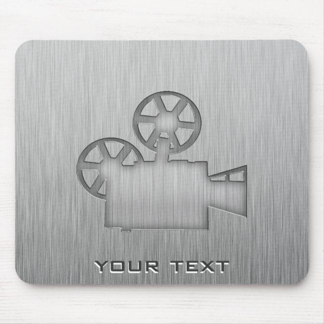 Filmkamera mit gepinseltem Metallaussehen Mousepad (Vorne)